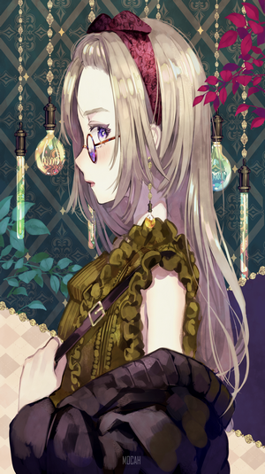 Anime girl with glasses and blonde hair