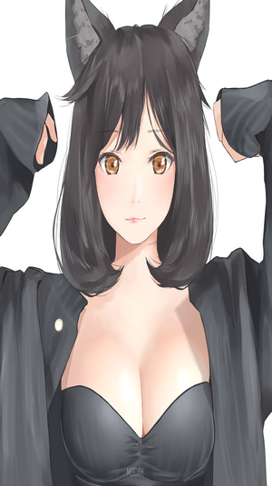 Anime girl with cat ears and big boobs