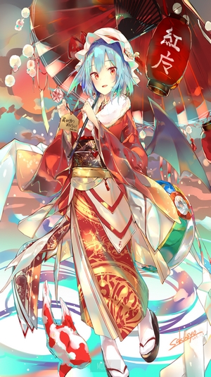 Remilia Scarlet from Touhou wearing a kimono