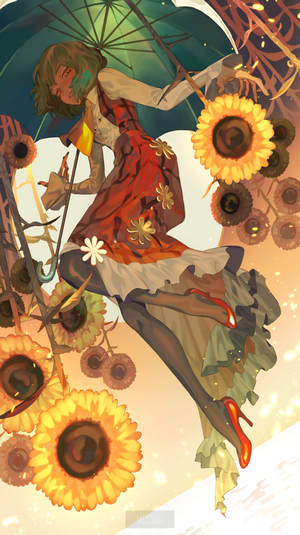 Kazami Yuuka from Touhou with sunflowers