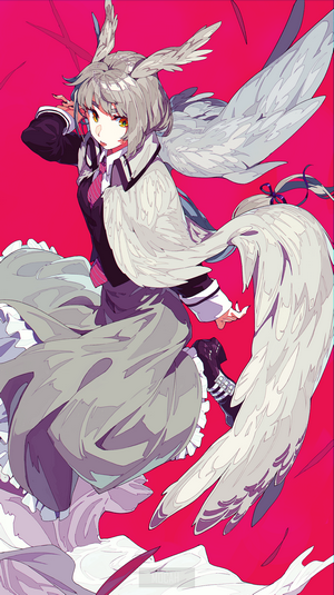 Anime girl with wings and school uniform