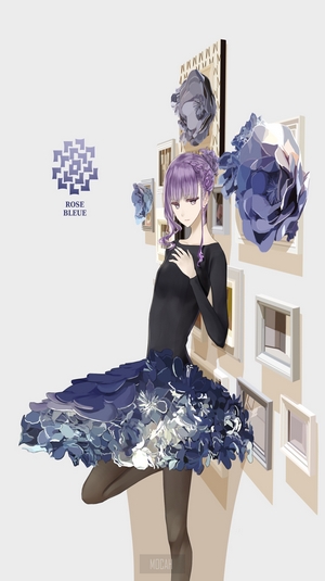 Anime girl with purple hair and flower dress