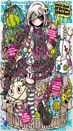 Anime Girl with Stuffed Toys and Chains