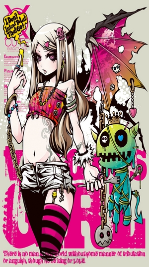 Anime girl with horns and a creature