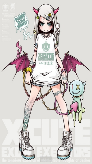Anime girl with horns and wings, X-CUTE