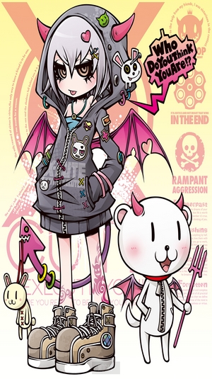 Anime girl with devil wings and horns