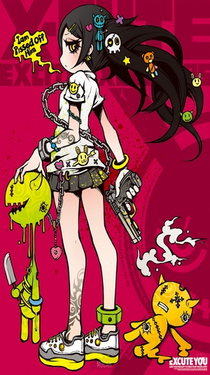 Anime girl with gun and chains