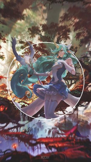 Soraka from League of Legends in a forest