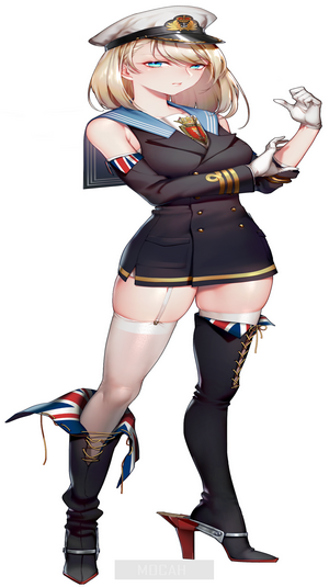 Anime girl in military uniform with Union Jack