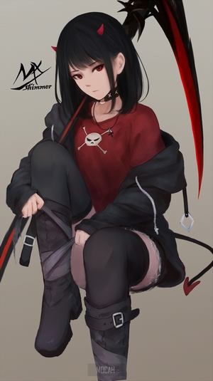 MX Shimmer Anime Girl with Scythe and Horns