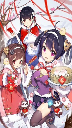 Azur Lane girls celebrating Chinese New Year