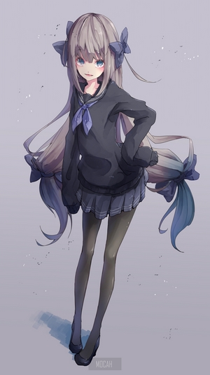Anime girl with long hair and school uniform