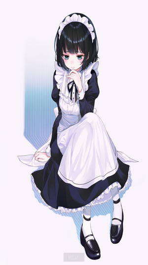 anime, anime girl, dark hair, maid, original character background ...