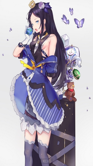 Anime girl with crown and blue jacket