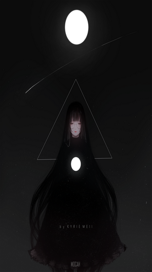 Anime girl with glowing orb and triangle