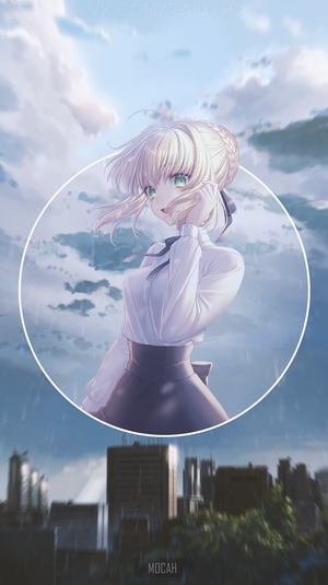 Saber from Fate/Grand Order in a circle
