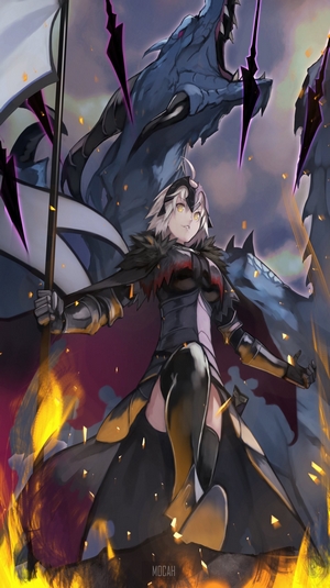 Jeanne d'Arc (Alter) from Fate/Grand Order with a dragon