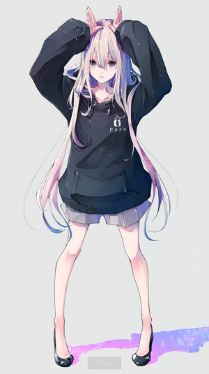 Anime girl with long hair and cat ears