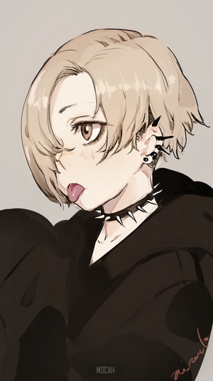 Anime girl with piercings and choker