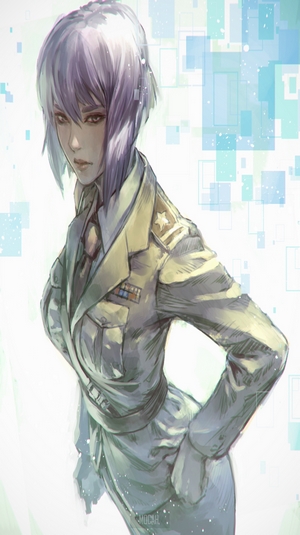 Motoko Kusanagi from Ghost in the Shell in military uniform