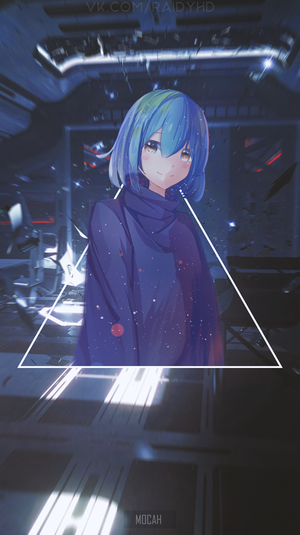 Anime girl with blue hair and Earth-chan design