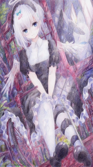 Anime girl with blue eyes and white hair