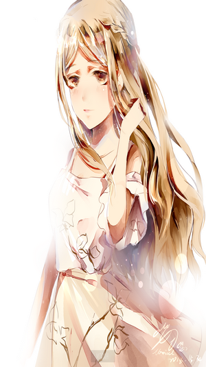 Anime girl with blonde hair, sad expression