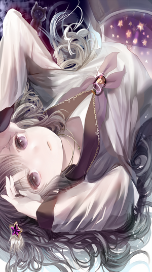 Anime girl with long hair and stars