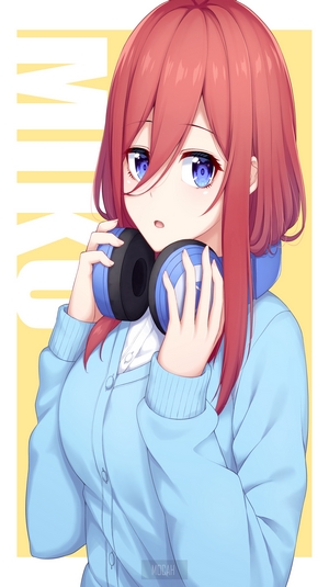 Miku Nakano from The Quintessential Quintuplets with Headphones