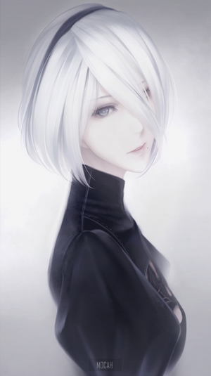 2B from Nier: Automata with White Hair