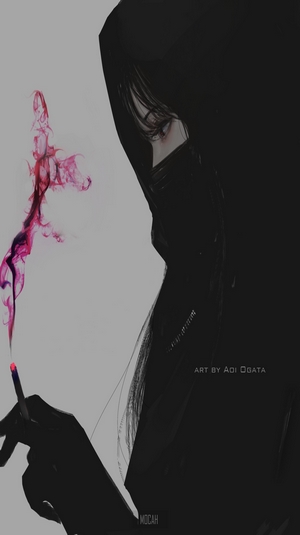 Mystic Anime Girl with Colorful Smoke