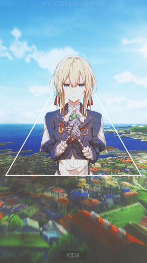 Violet Evergarden with geometric overlay