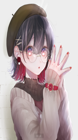 Anime Girl with Beret and Glasses