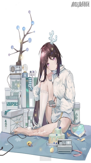 Anime girl with gifts and cake