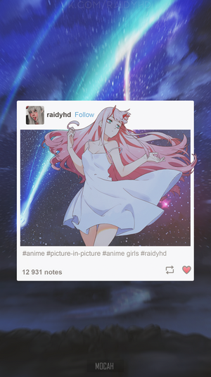 Zero Two from Darling in the FranXX in space