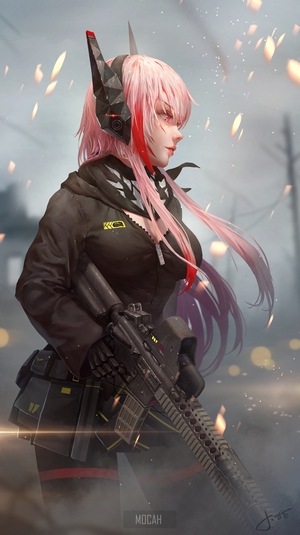 M4 SOPMOD II from Girls Frontline holding a rifle