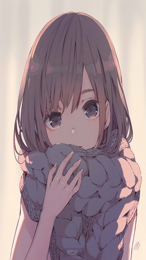 Anime girl with brown hair and scarf