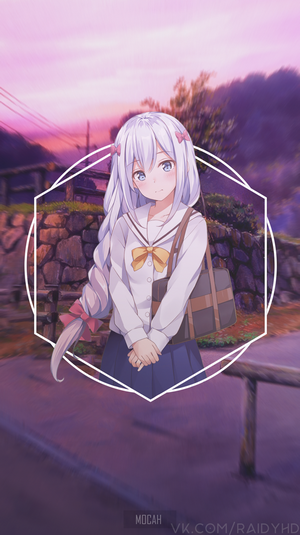 Anime girl with white hair and blue eyes
