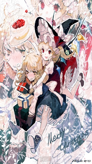 Flandre Scarlet and Kirisame Marisa from Touhou Project with Christmas Presents