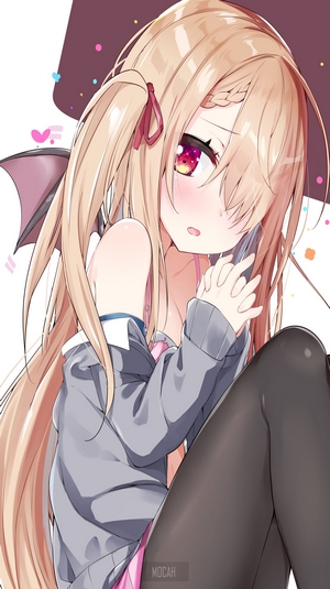 Anime girl with blonde hair and bat wings