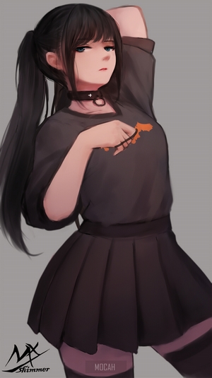 Dark-Haired Anime Girl in Casual Outfit