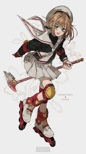 Sakura Kinomoto from Cardcaptor Sakura on roller skates