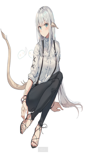 Anime girl with horns and tail from Final Fantasy XIV