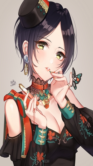 Anime girl with butterfly accessory