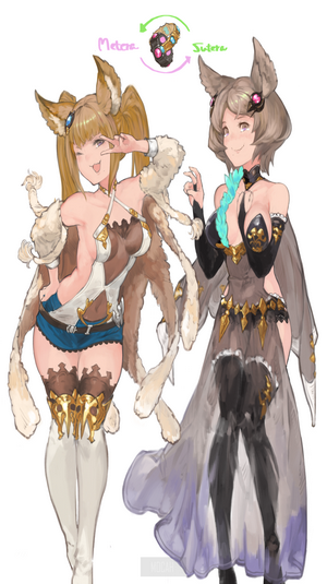 Two anime girls with animal ears and tails, Granblue Fantasy
