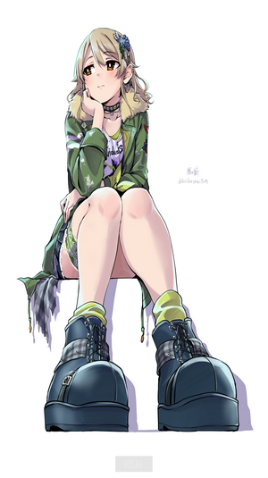 Anime girl with blonde hair and large platform boots