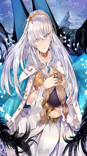 Anime girl with white hair and blue eyes