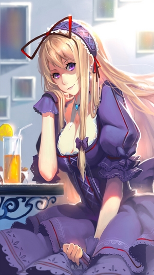 Yakumo Yukari from Touhou wearing a purple dress
