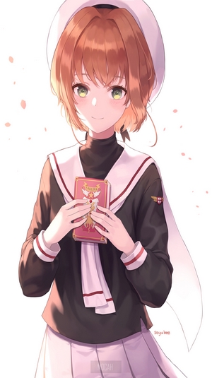 Sakura Kinomoto from Cardcaptor Sakura holding a book