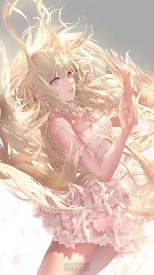 Anime girl with blonde hair and blue eyes